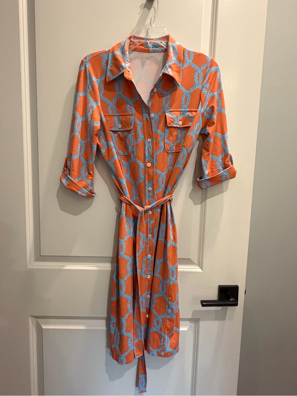 J McLaughlin Catalina Blue Melon Rope Nautical Coastal Super Flattering Belted
